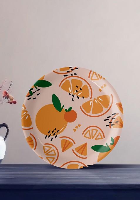 Orange Coloured Printed Ceramic Wall Hangings