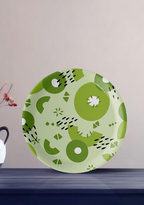 Olive Green Fruit Designed Round Shaped Ceramic Wall Decor Plate
