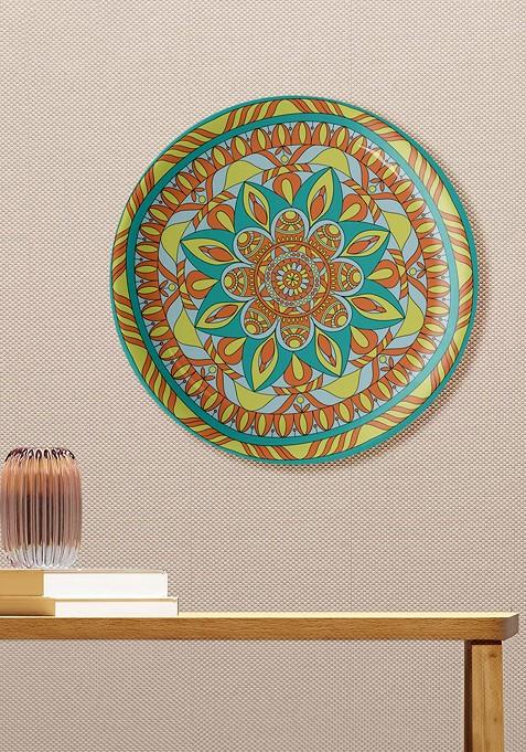 Blue And Red Soulful Circles Mandala Wall Plate