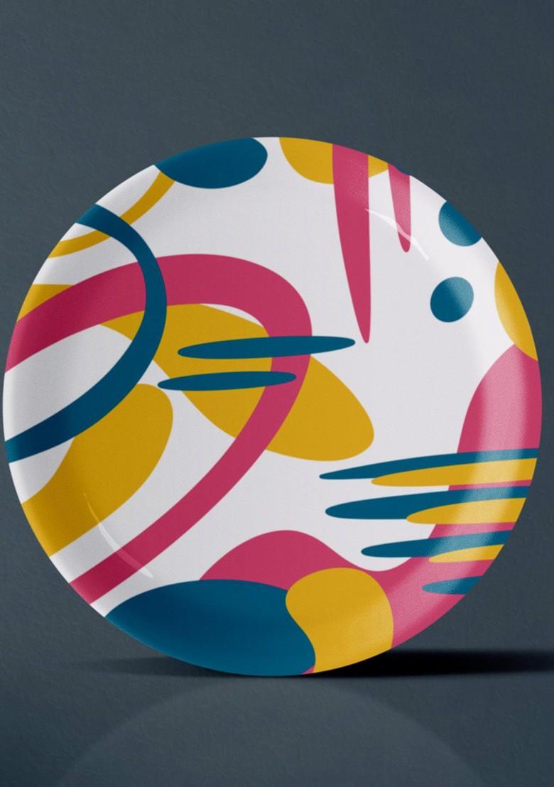 White And Blue 5 Pieces Ceramic Whimsy Abstract Blossom Plates Set Of 5