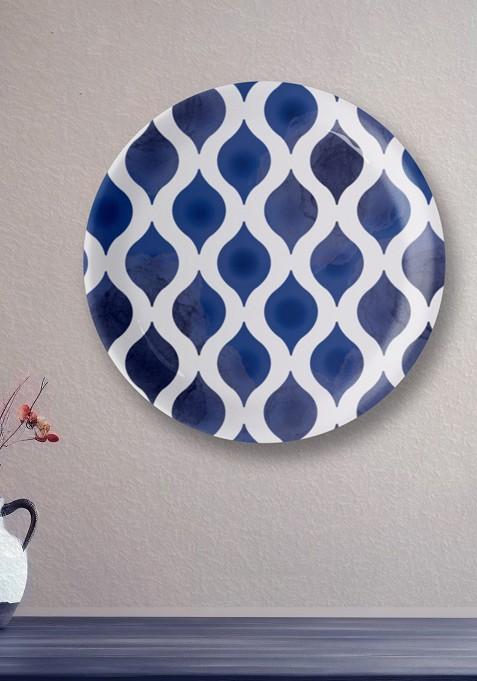Blue And White Printed Hanging Wall Plate Decor