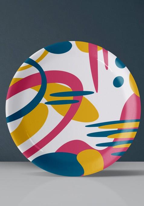 White And Pink Blissful Bloom Printed Ceramic Hanging Wall Plate Decor