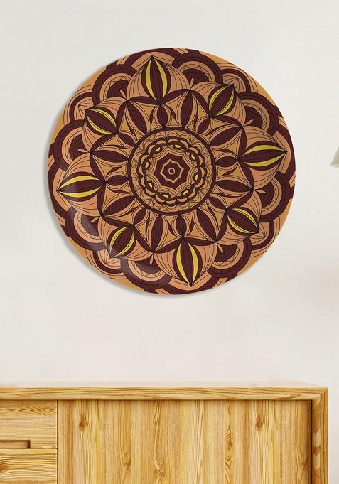 Enchantment Mustard Yellow And Maroon Printed Hanging Wall Plate Decor