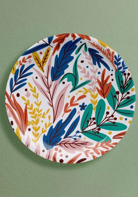 White And Blue 5 Pieces Floral Printed Ceramic Wall Plates