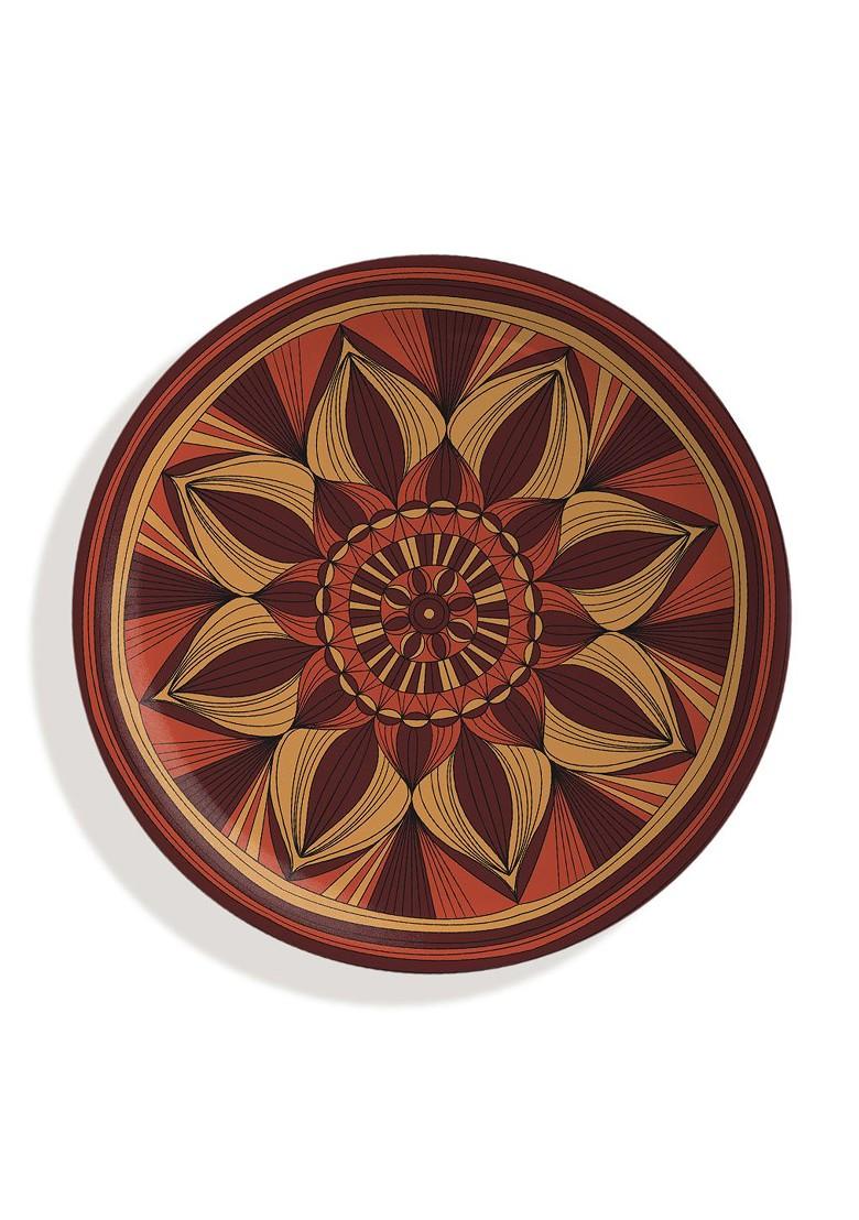 Chestnut Charm Mustard And Brown Printed Ceramic Hanging Wall Plate Decor