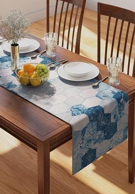 Blue Printed Pure Cotton Table Runner
