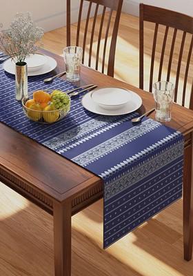 Navy Blue Printed Pure Cotton Table Runners
