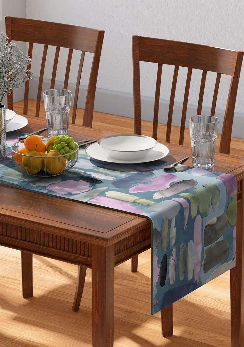 Blue Abstract Printed Pure Cotton Table Runner