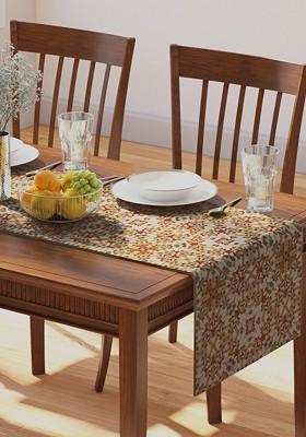 Yellow And Beige Printed Pure Cotton Alhambra Table Runner