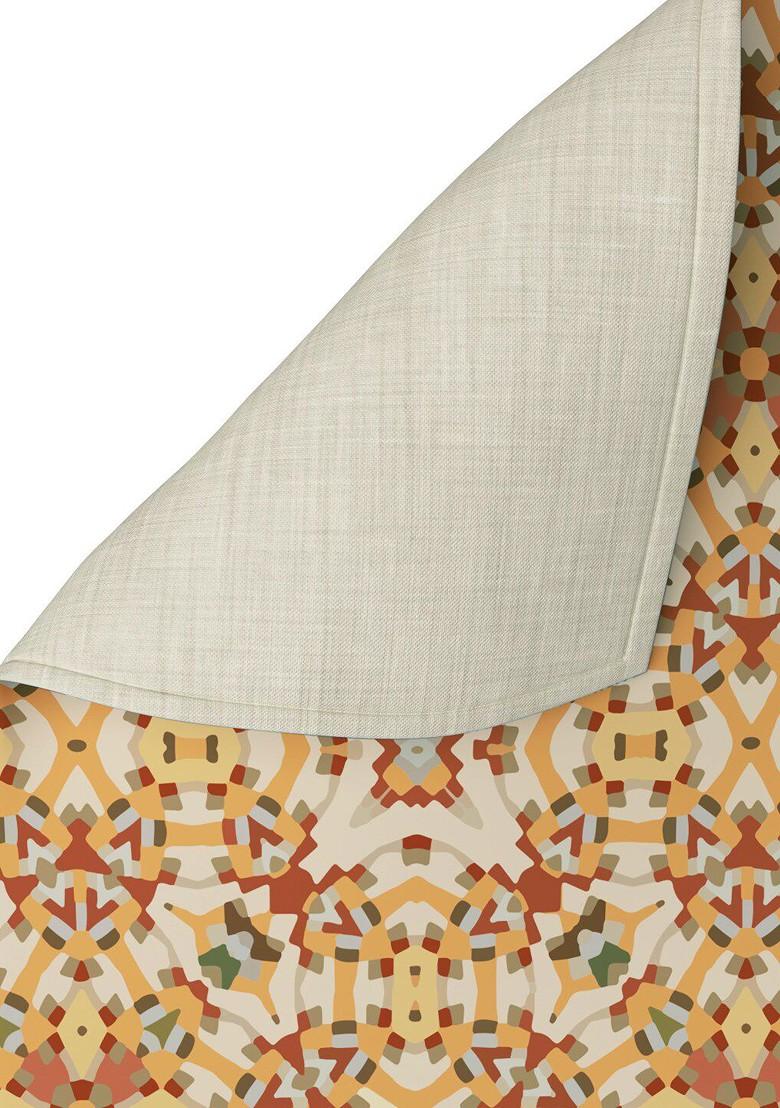 Yellow And Beige Printed Pure Cotton Alhambra Table Runner