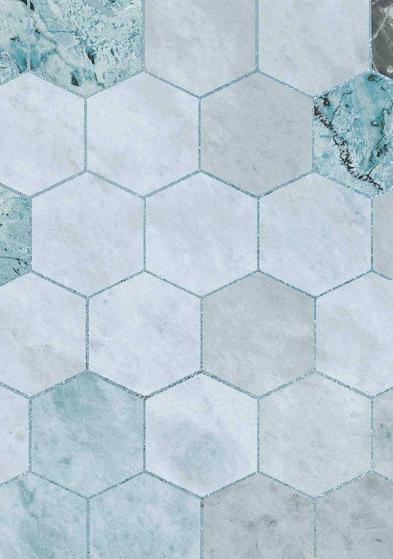 Teal Hexagon Printed Pure Cotton Rectangular Table Runner