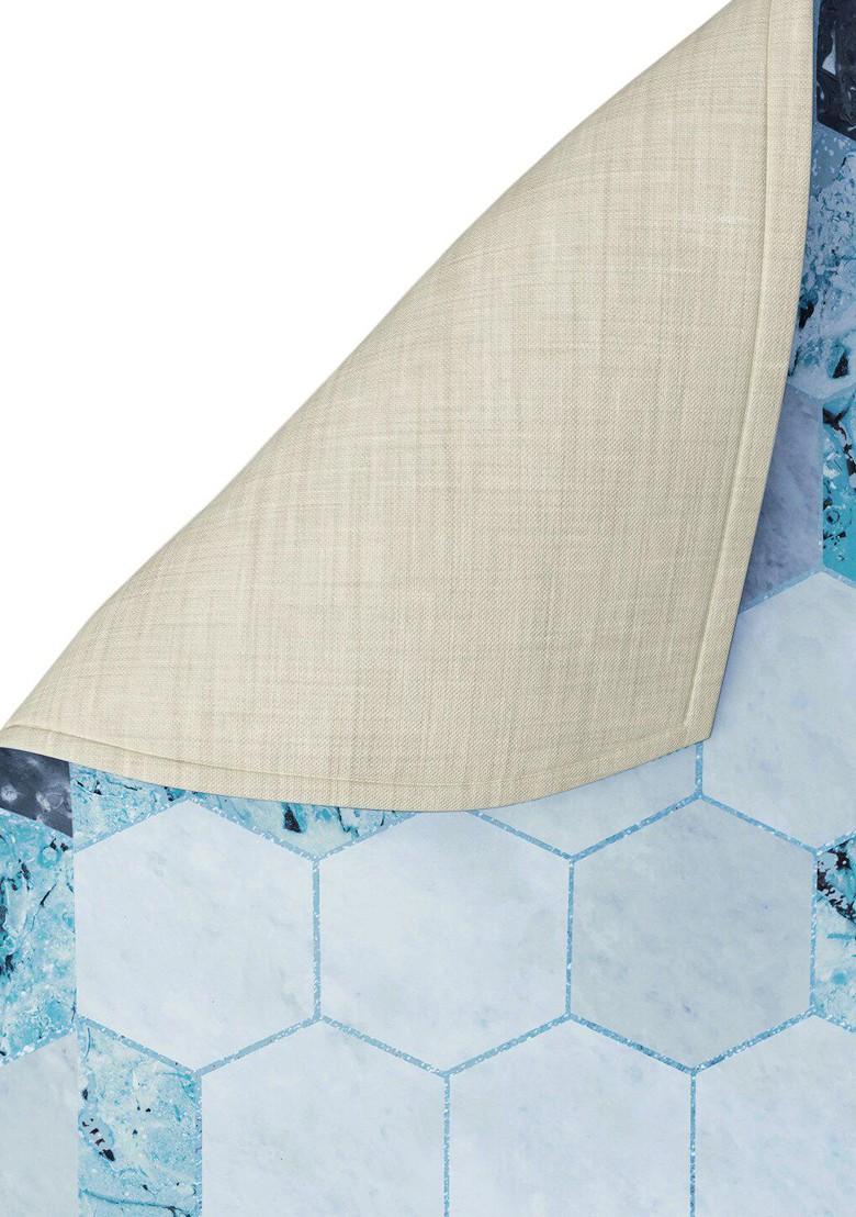 Teal Hexagon Printed Pure Cotton Rectangular Table Runner