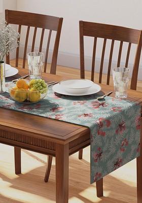 Teal Ponciana Printed Pure Cotton Table Runners
