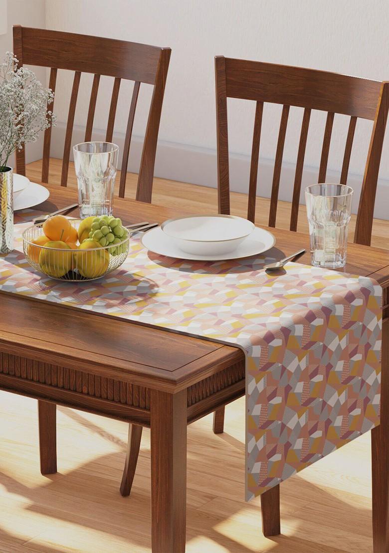 Multicolour Geometric Printed Pure Cotton Rectangular Table Runner