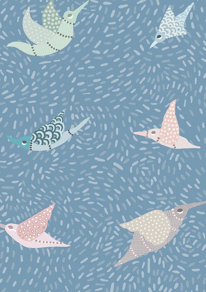 Blue Gondi Bird Printed Pure Cotton Rectangular Table Runners