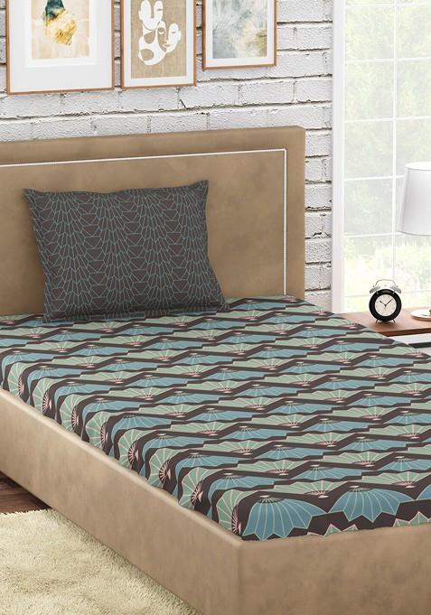 Grey Suzhou 300 Tc Single Cotton Bedsheet With 1 Pillow Covers