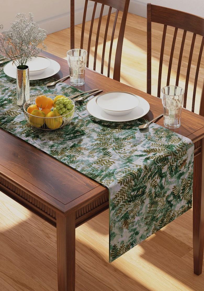 Green Printed Pure Cotton Table Runner