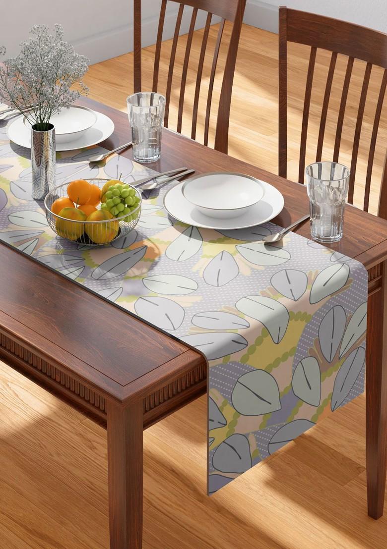 Blue And Yellow Gondi Tree Printed Pure Cotton Table Runner
