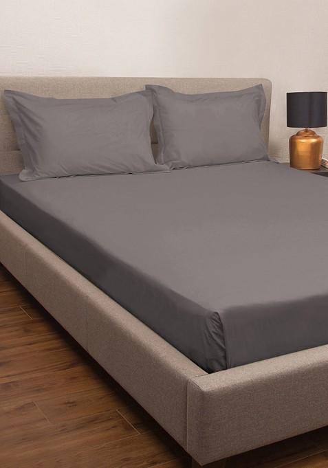 Grey 300 Tc King Bedsheet With 2 Pillow Covers