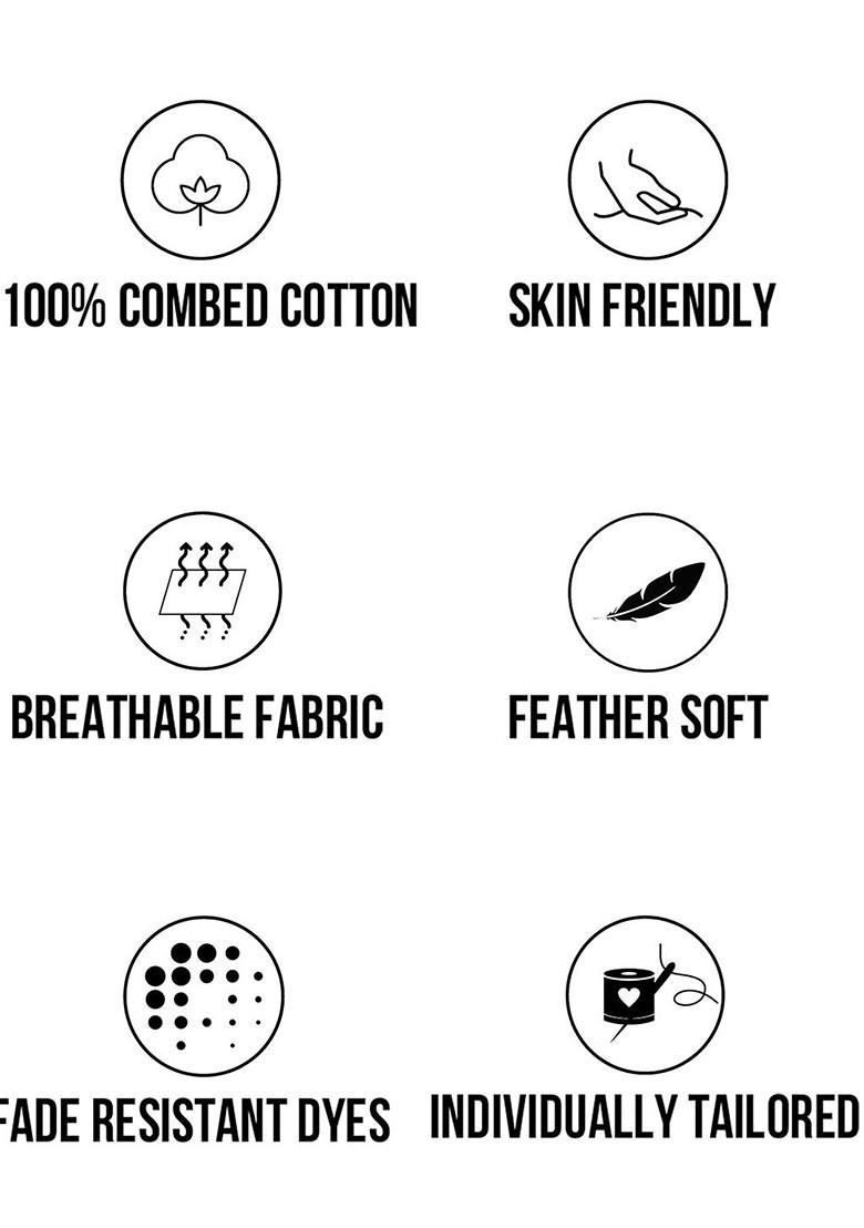 Grey And Blue Printed Pure Cotton 200 Tc Single Bedsheet With 1 Pillow Cover