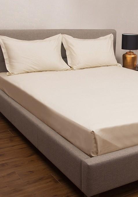 Taupe 300 Tc Pure Cotton Queen Bedsheet With 2 Pillow Covers