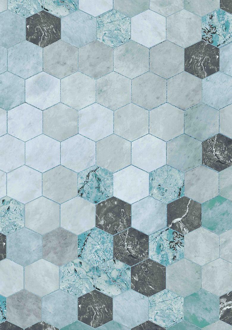 Blue And White Geometric 300 Tc Queen Bedsheet With 2 Pillow Covers