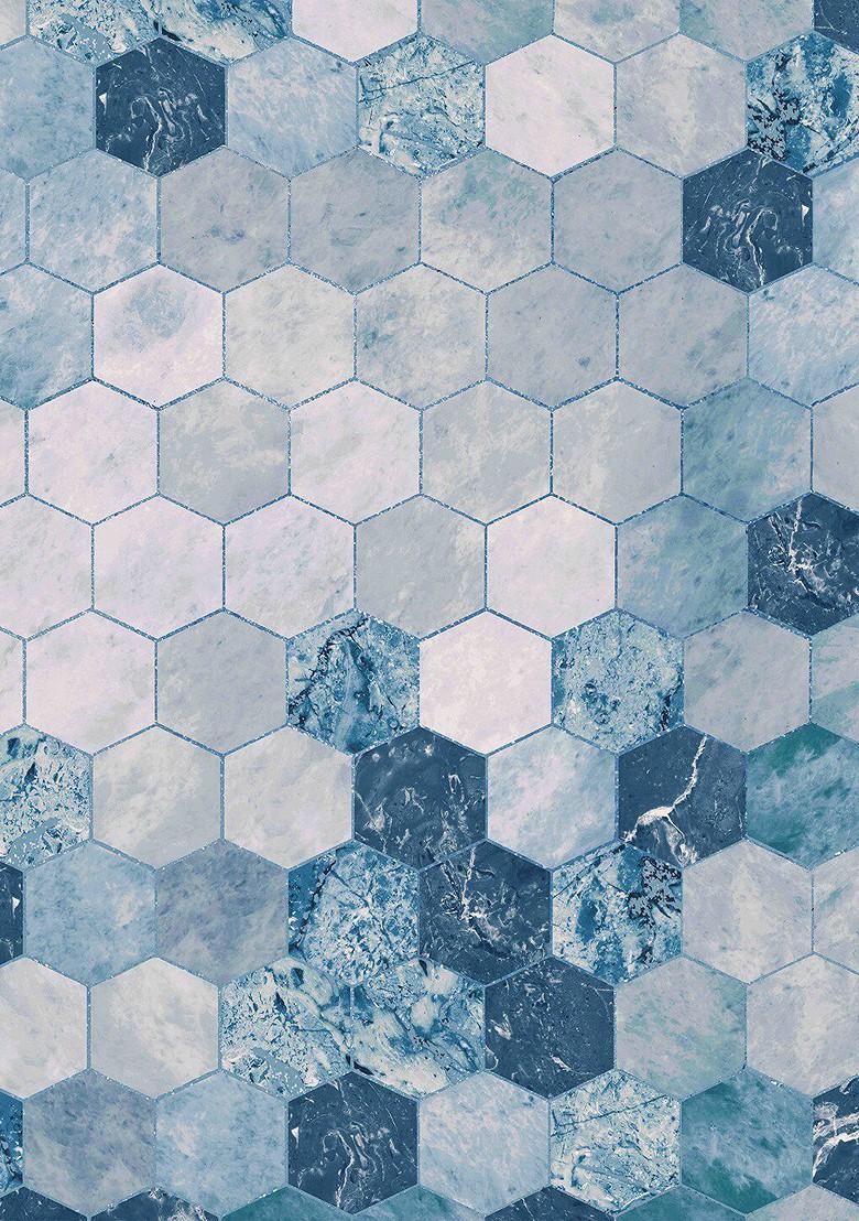 Blue Hexagon 300 Tc King Bedsheet With 2 Pillow Covers