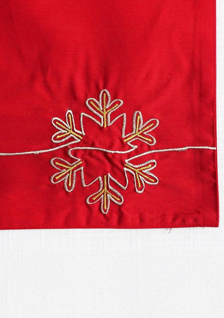 6Pcs White And Red Embroidered Cotton Table Placemats