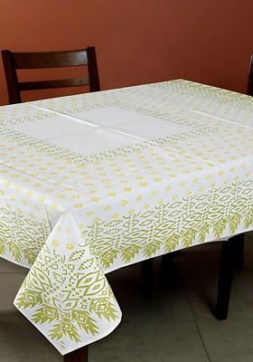 Green Geometric Printed Cotton 4Seater Table Cover