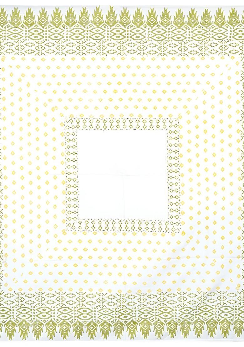 Green Geometric Printed Cotton 4Seater Table Cover