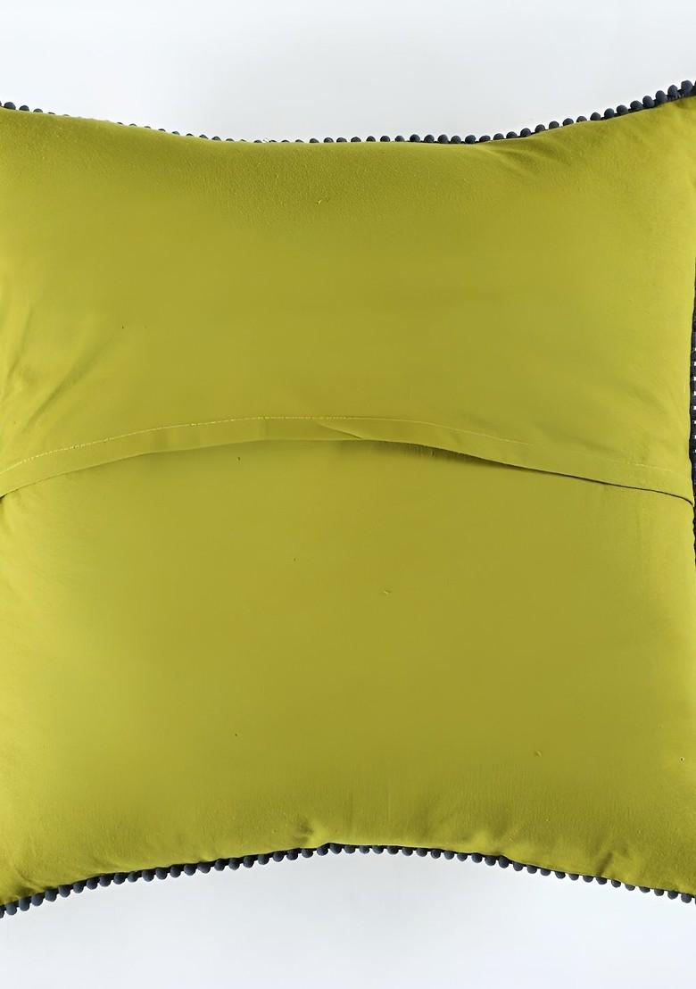 Green And Blue 2 Pieces Bird Printed Square Cotton Cushion Covers