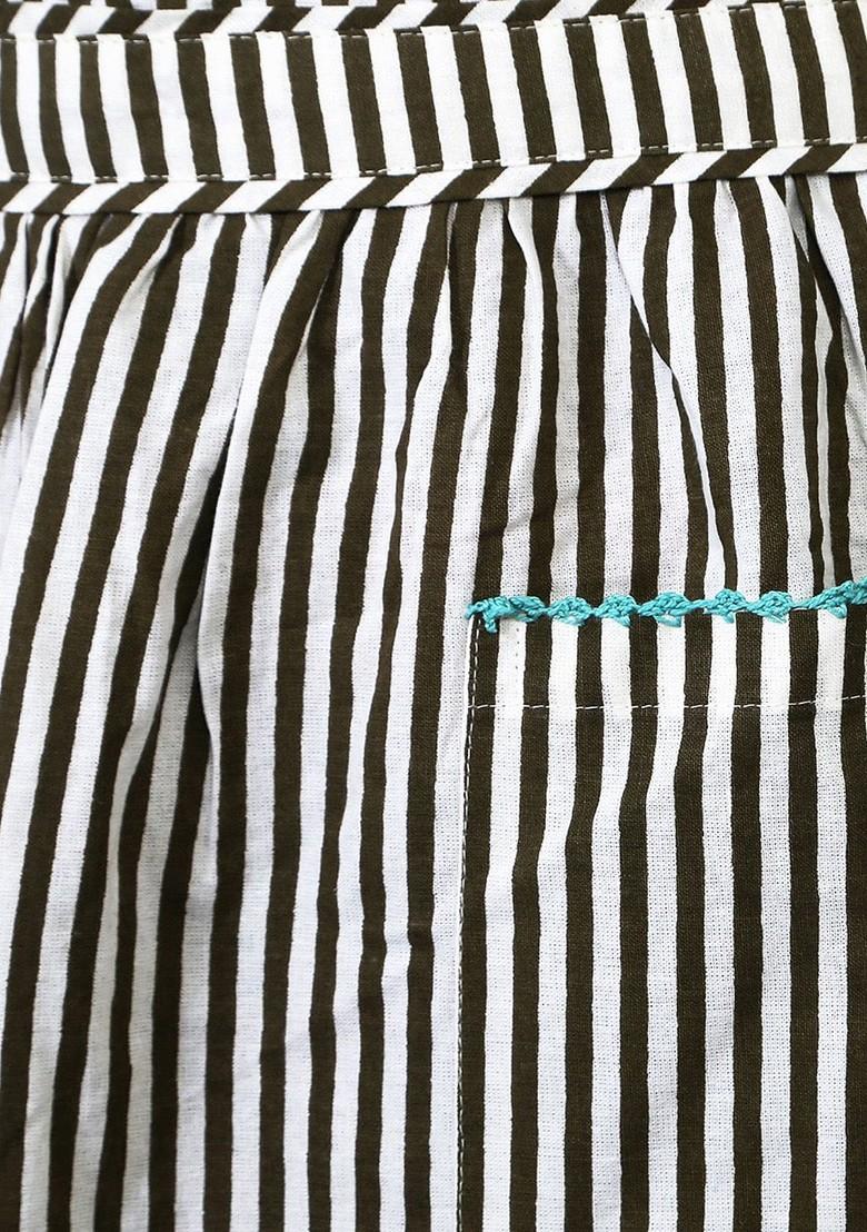 Brown Cotton Striped Bib Apron