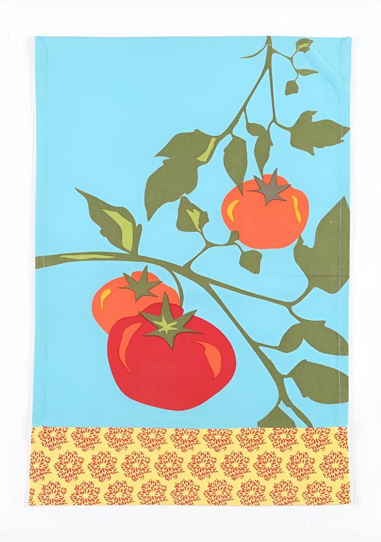 3Pcs Blue And Yellow Printed Cotton Kitchen Towels