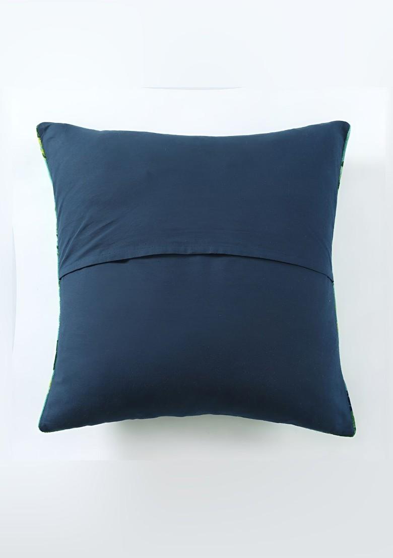 Green And Red 2 Pcs Floral Square Cotton Cushion Covers