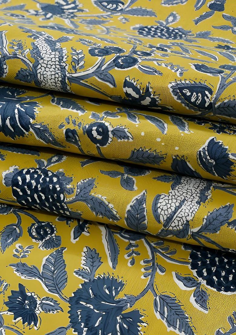 Green And Grey Floral Printed Pure Cotton Table Runner