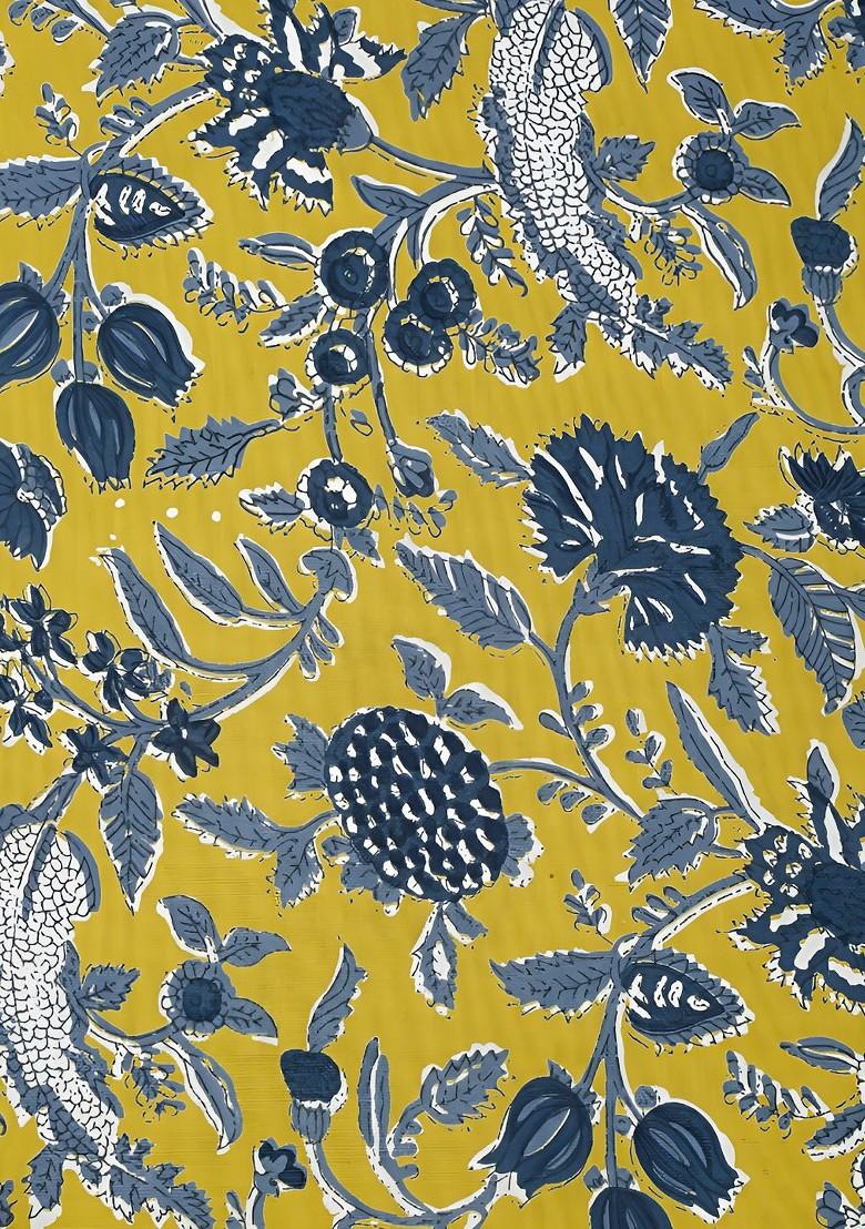 Green And Grey Floral Printed Pure Cotton Table Runner