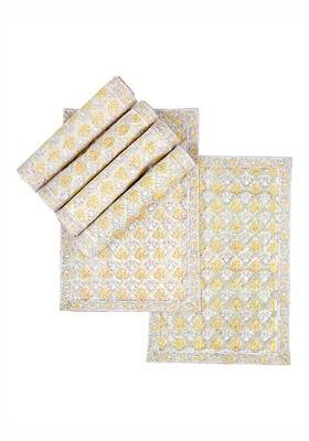 Green 6 Pieces Ethnic Motifs Printed Pure Cotton Rectangular Table Placemats