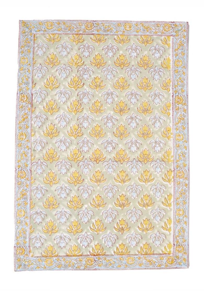 Green 6 Pieces Ethnic Motifs Printed Pure Cotton Rectangular Table Placemats