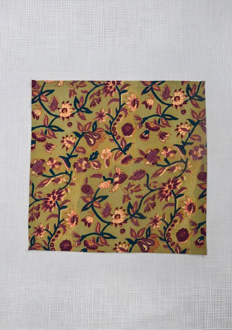 Green And Purple 6 Pieces Printed Cotton Table Napkins