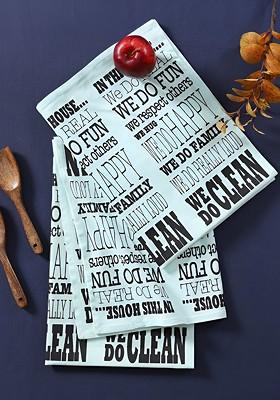 3Pcs Blue Printed Cotton Kitchen Towels