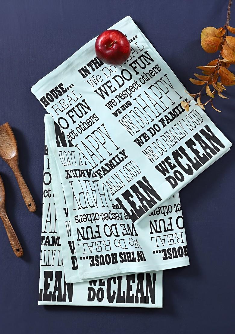 3Pcs Blue Printed Cotton Kitchen Towels