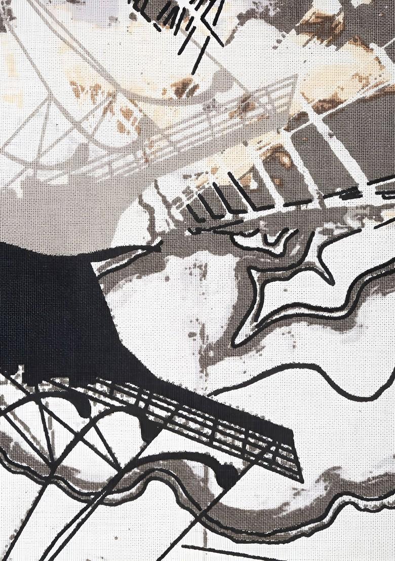 Grey And White 2 Pieces Abstract Printed Cotton Square Cushion Covers