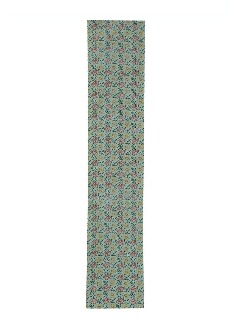 Green And Yellow Floral Printed Pure Cotton Table Runner