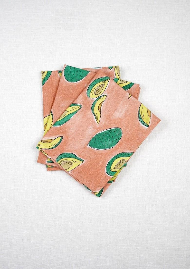 Peach 3 Pieces Printed Cotton Kitchen Towels