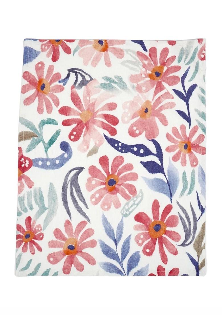 White And Blue 3 Pieces Floral Printed Pure Cotton Kitchen Towels