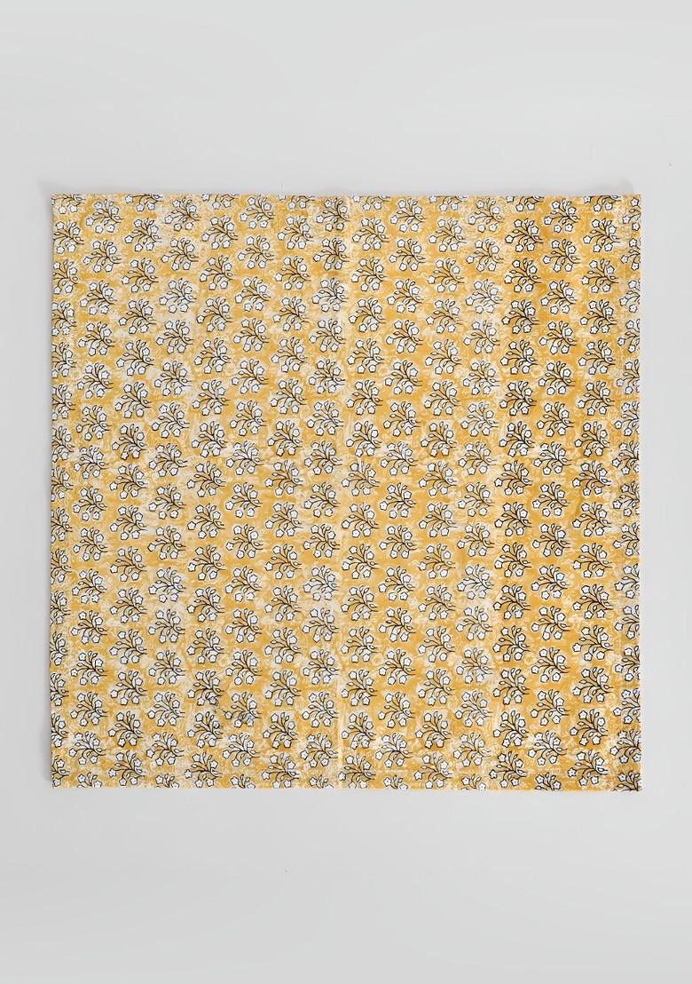 6Pcs Yellow And White Floral Printed Cotton Table Napkins