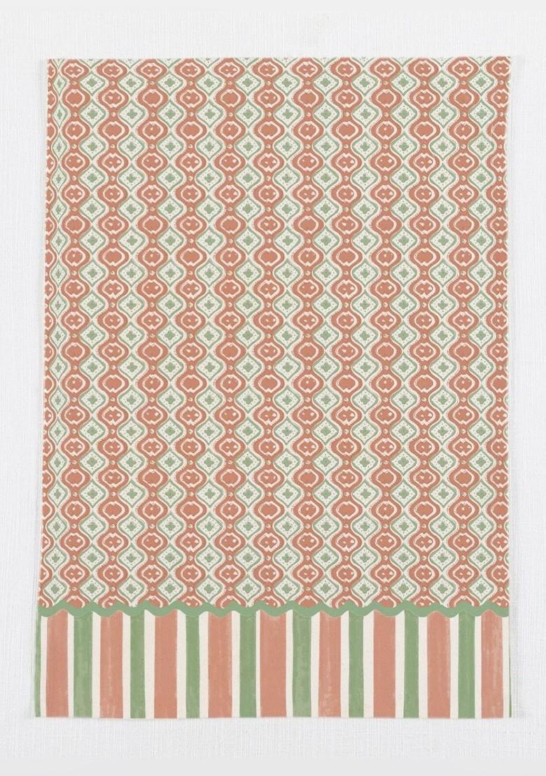 PeachColored And Purple 3 Pieces Printed Cotton Kitchen Towels