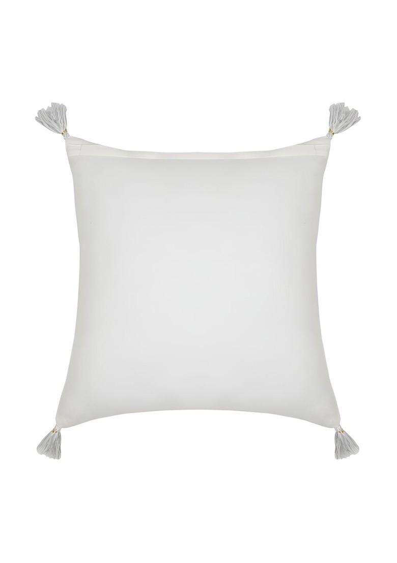 Cream 2Pcs Embroidered Square Cushion Covers