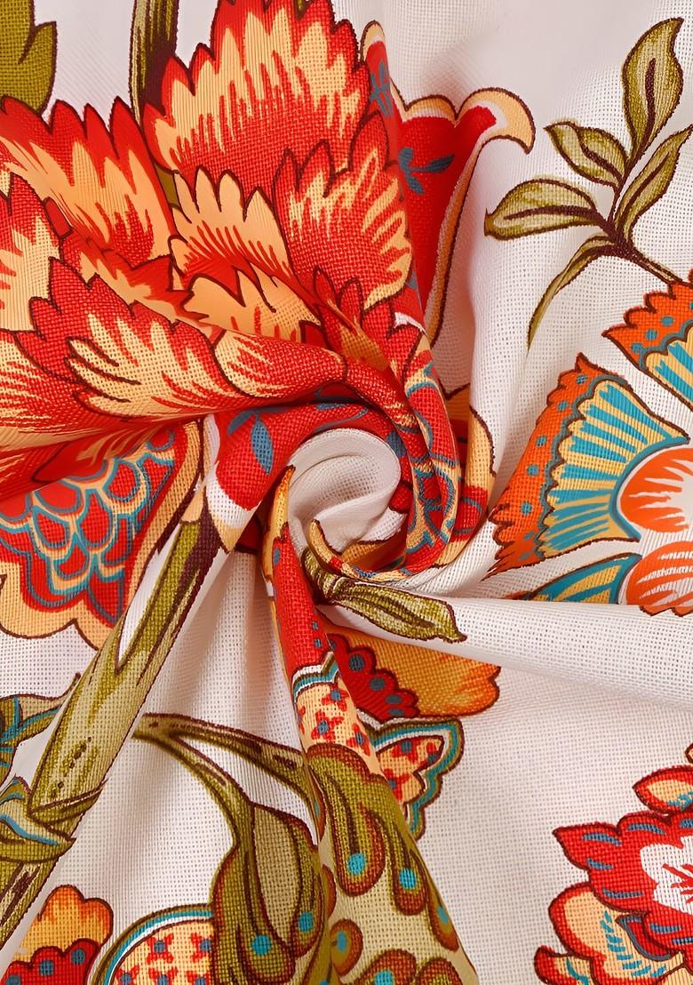 White And Red Floral Printed Cotton Kitchen Towels