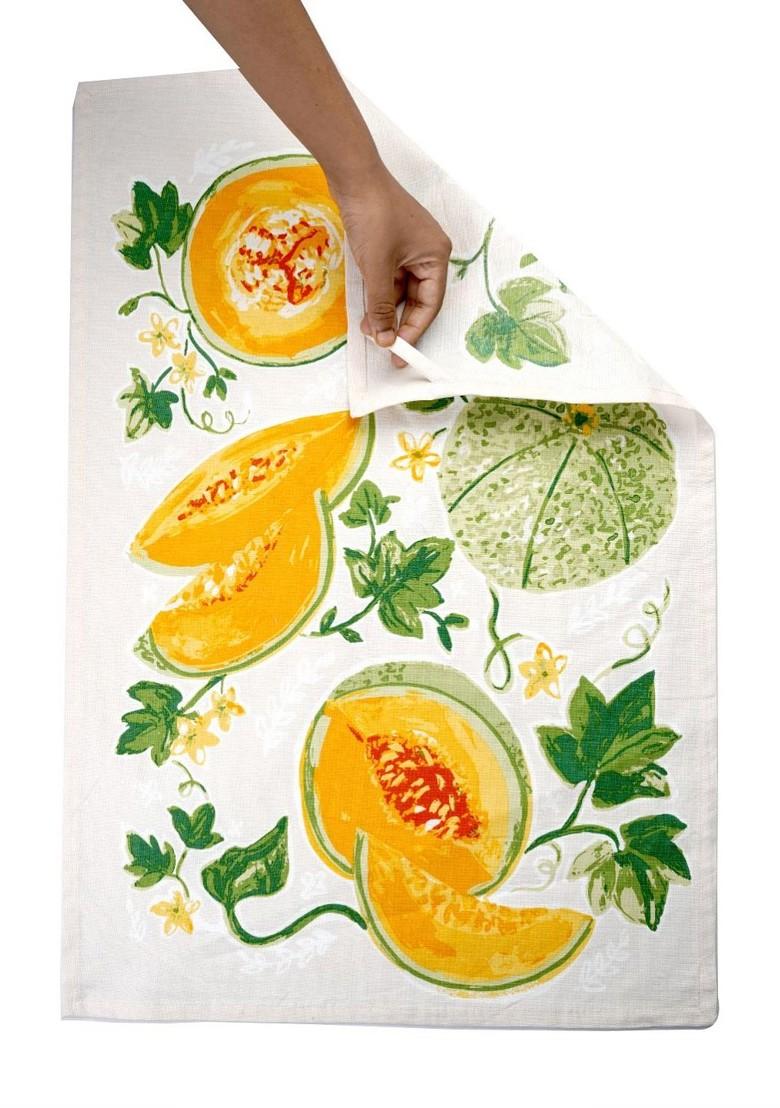 Orange And Green 3 Pieces Pumpkin Printed Cotton Kitchen Towels